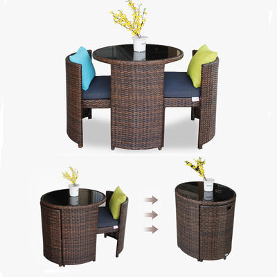Rattan gehard glas ronde eettafel en stoel set voor koffie winkel modern ontwerp