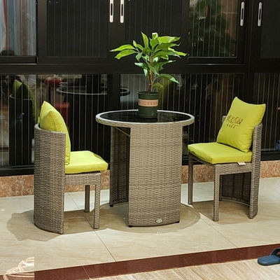 Rattan gehard glas ronde eettafel en stoel set voor koffie winkel modern ontwerp