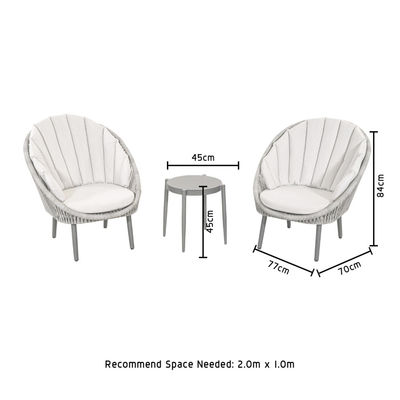 Draadweef Tuin Balkonmeubelen 3 stukken Aluminium Lounge Set met zijtafel door AJUNION