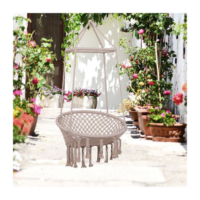 AJUNION Macrame hammock hangende schommelstoel metaal frame katoenen touw post verpakking Y