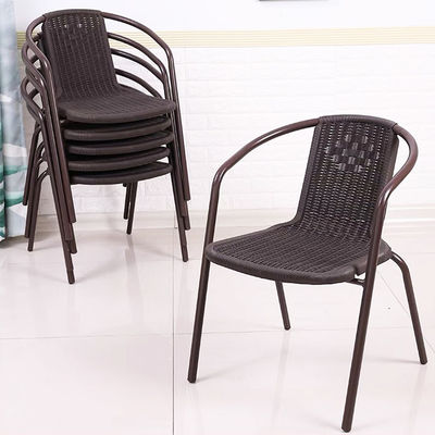 Hotel Tuin Balkon Strand Stapelbare fauteuil Geweven PE Rattan Wicker Eetstoel