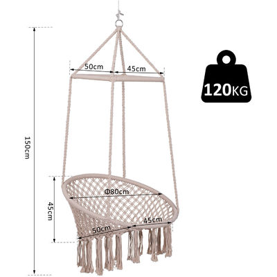 AJUNION Macrame hammock hangende schommelstoel metaal frame katoenen touw post verpakking Y