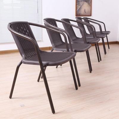 Hotel Tuin Balkon Strand Stapelbare fauteuil Geweven PE Rattan Wicker Eetstoel