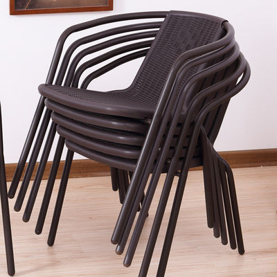 Hotel Tuin Balkon Strand Stapelbare fauteuil Geweven PE Rattan Wicker Eetstoel