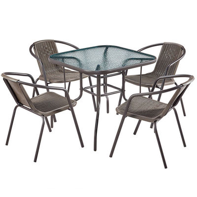 Hotel Tuin Balkon Strand Stapelbare fauteuil Geweven PE Rattan Wicker Eetstoel