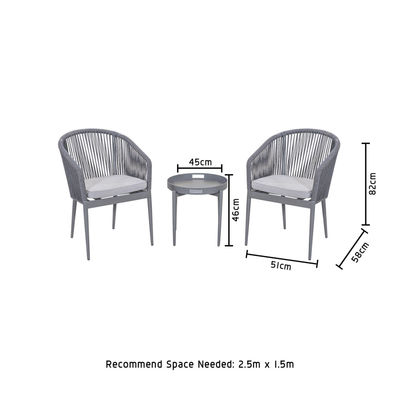 Rope Weave AJUNION 3 Piece Aluminium Bistro Set voor balkon Cottage en strand zitplaatsen