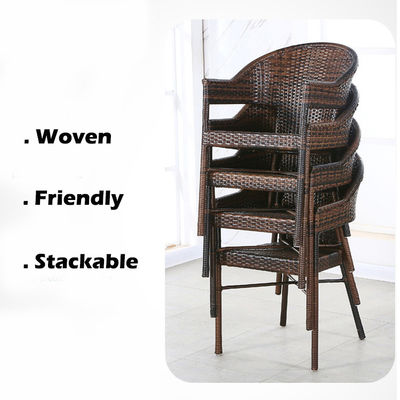 Custom Logo Geweven PE Rattan Eettafel en Stoelen voor Hotel Outdoor Patio fauteuil Set