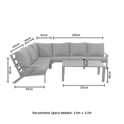 AJUNION Aluminium frame Outdoor Hoeksofa Lounge Set Sectionele tuinmeubilair Set