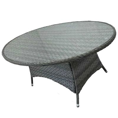 9 zitplaatsen Outdoor dining set met ronde tafel en kussens door AJUNION Rattan Furniture