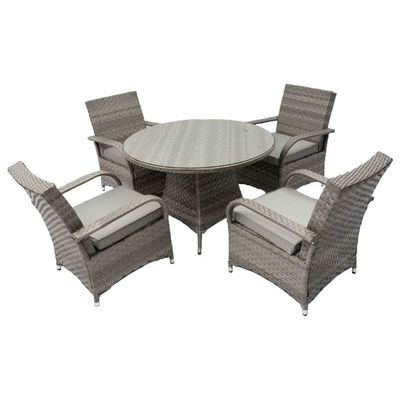 Ronde tafel Outdoor Eetkamermeubilair Wicker Rattan Tuin Set voor 4 personen door AJUNION