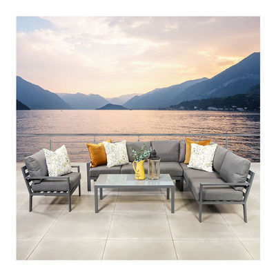 Aluminium frame Modern L-vorm tuinbank set met koffietafel Grootte L 120 x W60 x H45cm