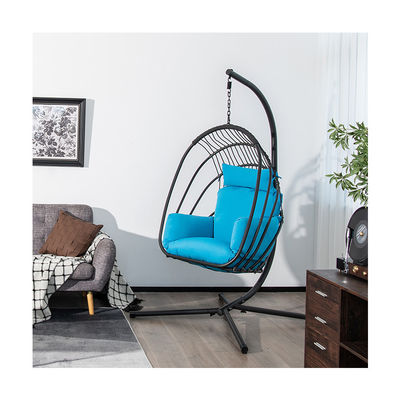 Moderne ontwerp zware steel frame hangende stoel met polyester kussens stof