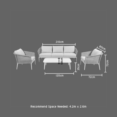 Aluminium frame All Weather Patio Meubels Set met Rattan Weave Sofa en Koffietafel