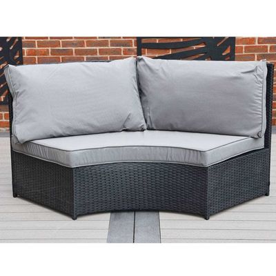 AJUNION 8 zitplaatsen Rond Rattan Tuinmeubilair Eetkamer Set met 10 cm kussensdikte
