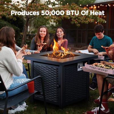 28"D x 28"W x 25"H Vierkante Buiten Propane Brandplaats Tafel 50000 BTU Staal Rookloos