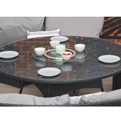 AJUNION 8 zitplaatsen Rond Rattan Tuinmeubilair Eetkamer Set met 10 cm kussensdikte