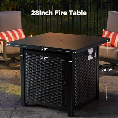28"D x 28"W x 25"H Vierkante Buiten Propane Brandplaats Tafel 50000 BTU Staal Rookloos