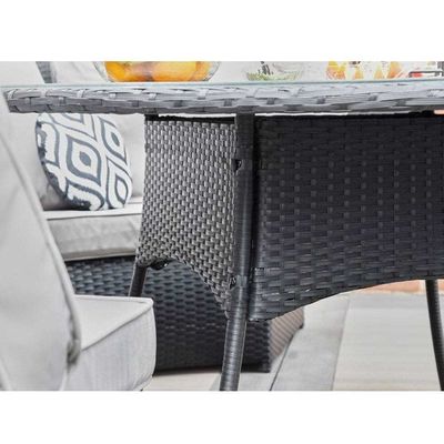 AJUNION 8 zitplaatsen Rond Rattan Tuinmeubilair Eetkamer Set met 10 cm kussensdikte