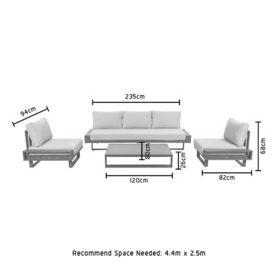 AJUNION Luxe Aluminium Sofa Set Meubelen met koffie tafel Grootte L 120 x W80 x H26cm