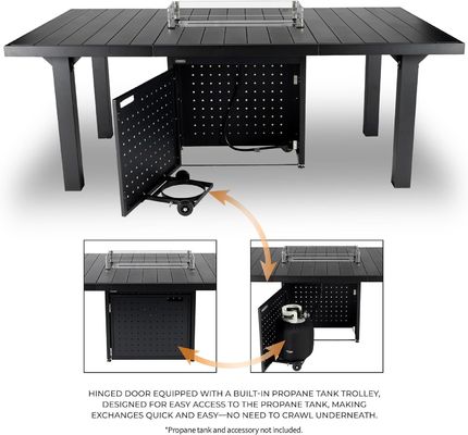 Rectangular Eetkamer Rookloze vuur tafel Propaan gas vuur put tafel voor patio tuin