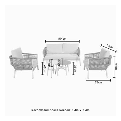 Postverpakking Moderne aluminium frame Tuinmeubilair touw weven Outdoor Lounge Sofa Set