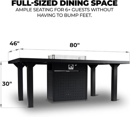 Rectangular Eetkamer Rookloze vuur tafel Propaan gas vuur put tafel voor patio tuin