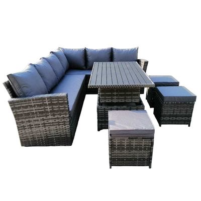 AJUNION Moderne 9 zitplaatsen tuin eetkamer met verstelbare eettafel en tuin