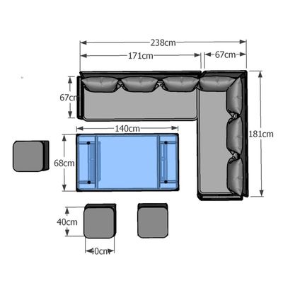AJUNION Moderne 9 zitplaatsen tuin eetkamer met verstelbare eettafel en tuin