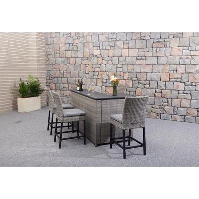 PE Wicker Rattan Outdoor High Bar Stoel en Tafel Set voor Moderne Eetkamermeubilair