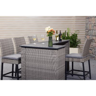 PE Wicker Rattan Outdoor High Bar Stoel en Tafel Set voor Moderne Eetkamermeubilair
