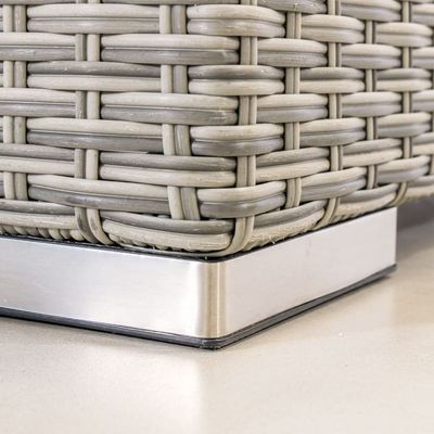 Grote grootte L-vormige tuinbank PE Wicker Outdoorbank 8 stukken Rattan Outdoor Meubels Set
