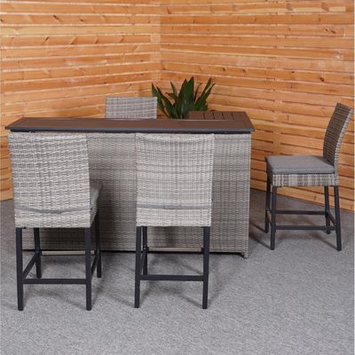 PE Wicker Rattan Outdoor High Bar Stoel en Tafel Set voor Moderne Eetkamermeubilair