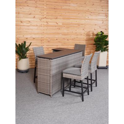 PE Wicker Rattan Outdoor High Bar Stoel en Tafel Set voor Moderne Eetkamermeubilair