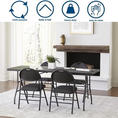 Plastic vouwtafel zwart 6ft gegoten voor binnen buiten banket picknick ijzeren frame