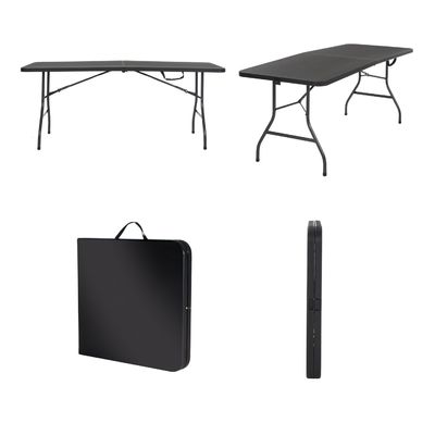Plastic vouwtafel zwart 6ft gegoten voor binnen buiten banket picknick ijzeren frame
