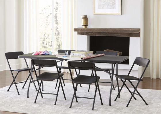 Plastic vouwtafel zwart 6ft gegoten voor binnen buiten banket picknick ijzeren frame