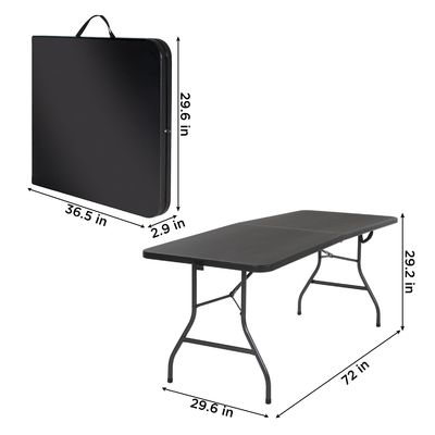 Plastic vouwtafel zwart 6ft gegoten voor binnen buiten banket picknick ijzeren frame