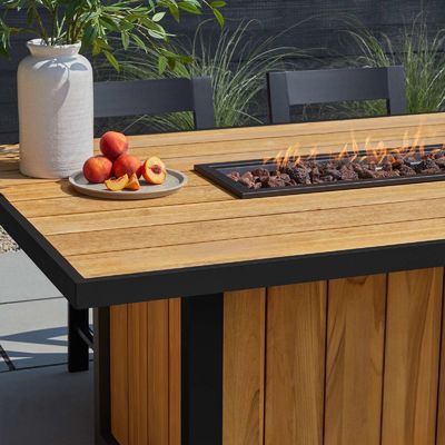 Buitenkamertafel met teakhouten aluminiumframe