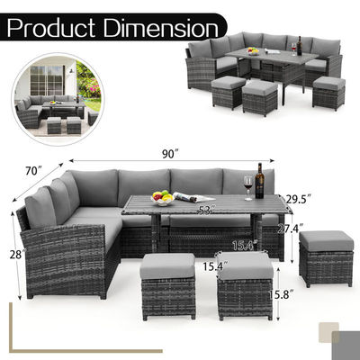AJUNION 9 Piece Wicker Outdoor Meubels Rattan Sofa Set Comfortabel PE Wicker Rattan