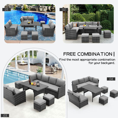 AJUNION 9 Piece Wicker Outdoor Meubels Rattan Sofa Set Comfortabel PE Wicker Rattan