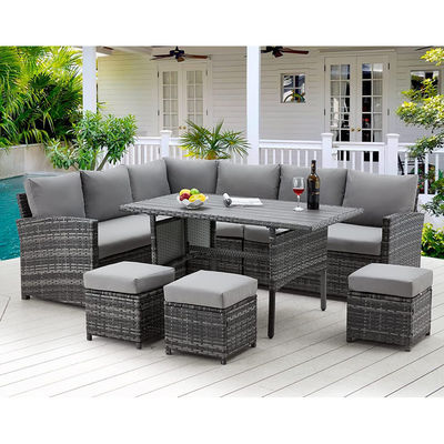 AJUNION 9 Piece Wicker Outdoor Meubels Rattan Sofa Set Comfortabel PE Wicker Rattan