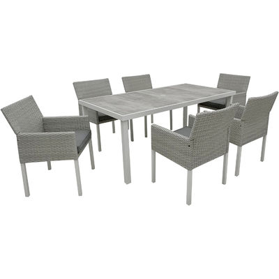 Postverpakking Y 7 stukken Tuinmeubilair Tafel en stoelen Set met PE Wicker Rattan