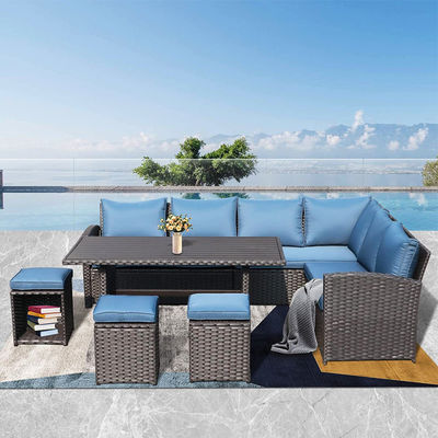 Buitenbank Terrasse Tuin Balkon zwembad Strand Geweven PE Wicker Rattan Lounge Modulaire Sofa Set