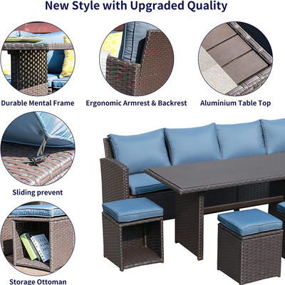 Buitenbank Terrasse Tuin Balkon zwembad Strand Geweven PE Wicker Rattan Lounge Modulaire Sofa Set
