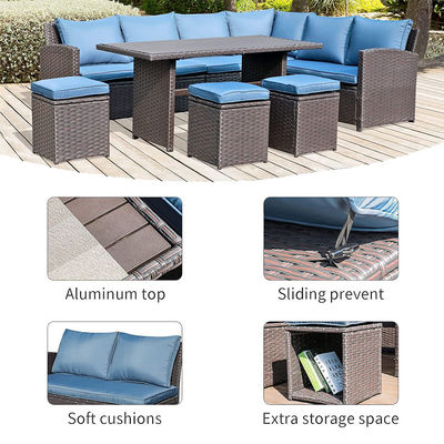 Buitenbank Terrasse Tuin Balkon zwembad Strand Geweven PE Wicker Rattan Lounge Modulaire Sofa Set