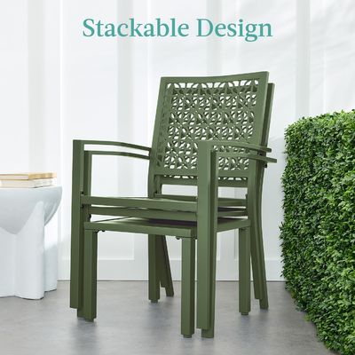 Buitenmeubilair AJUNION Modern staal KD frame tuin set stapelbare stoel bistroset