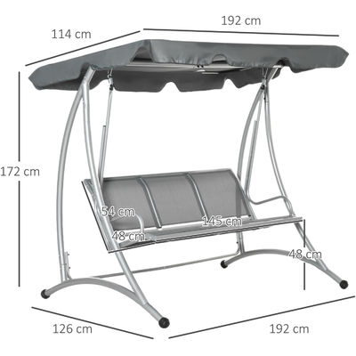 190L x 130W x 172H cm Tuinhanger Bank Swing met verstelbare Canopy door AJUNION