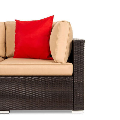 Hotel Outdoor Indoor Patio Tuin Balkon zwembad Strand Geweven PE Wicker Rattan Lounge Sectieve Modulaire Sofa Set