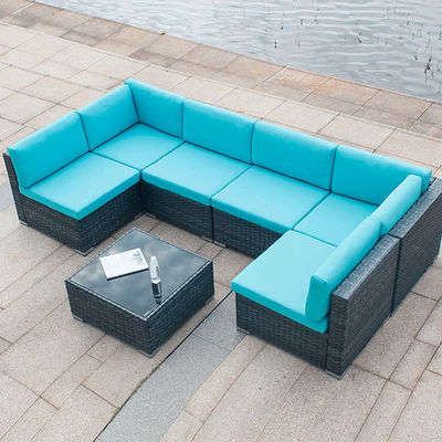 Hotel Outdoor Indoor Patio Tuin Balkon zwembad Strand Geweven PE Wicker Rattan Lounge Sectieve Modulaire Sofa Set