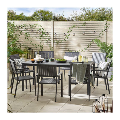 Villa patio eetkamer set AJUNION 8 zitplaatsen buitentafel en stoelen met aluminium frame